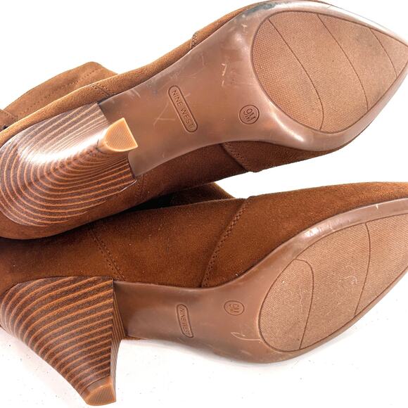 Nine West Cindra Western Boots 9 NWOT Brown Tan Ankle Booties Heel - Picture 6 of 9
